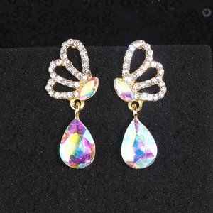 Prom Pageant Bridal Jewelry - AB Crystal Bridal Prom Pageant Drop Earrings Prom Pageant Bridal Jewelry - AB Crystal Bridal Prom Pageant Drop Earrings